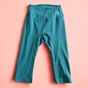 GYMSHARK Women's Aqua Crop Workout Leggings Tights Size Small